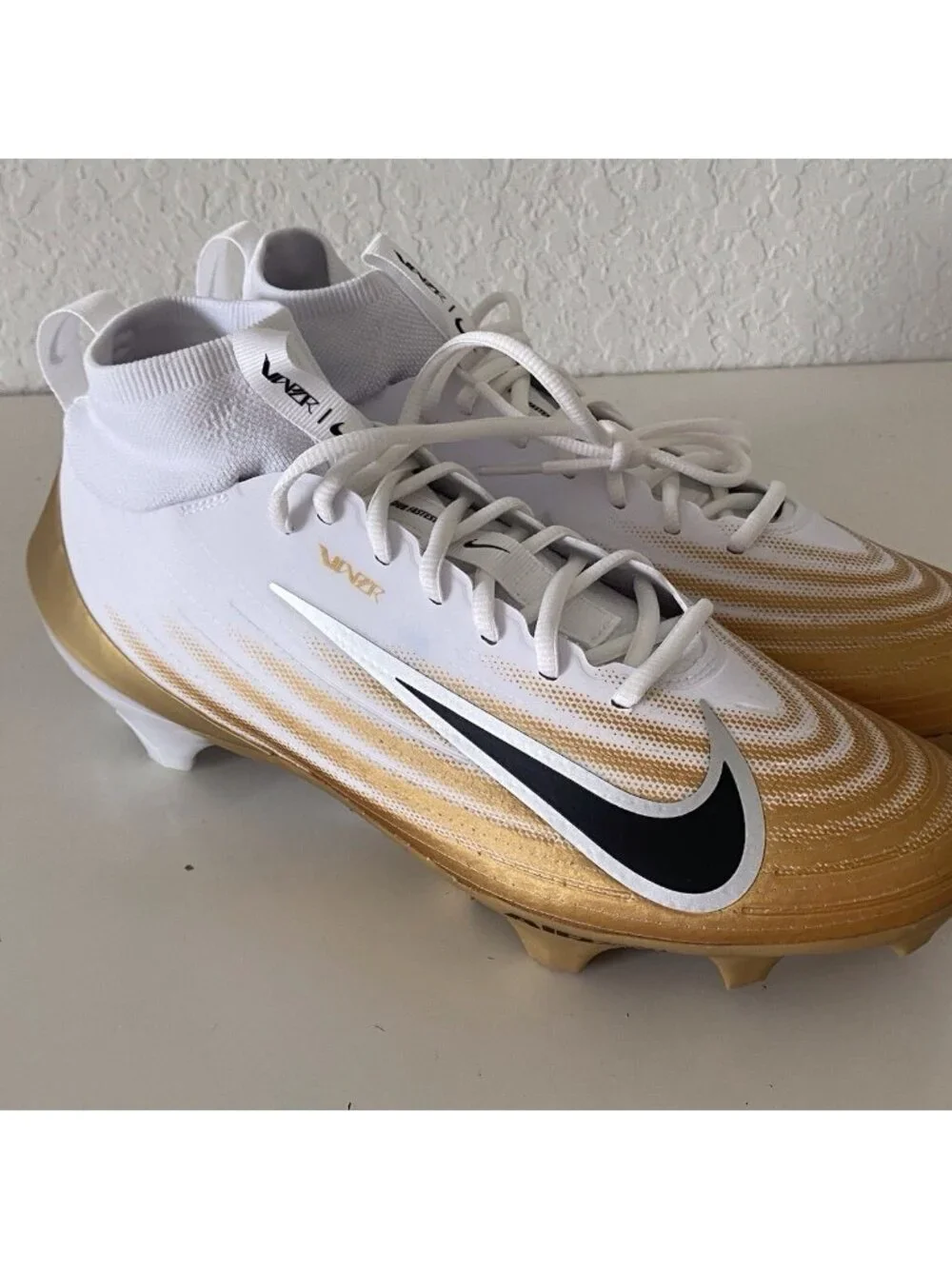 Men’s Sz 11.5 Nike Zoom Air Vapor Pro 1 Football Cleats FB3298-103 White Gold